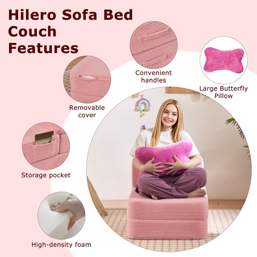 Pink Folding Convertible Sofa Bed R168854