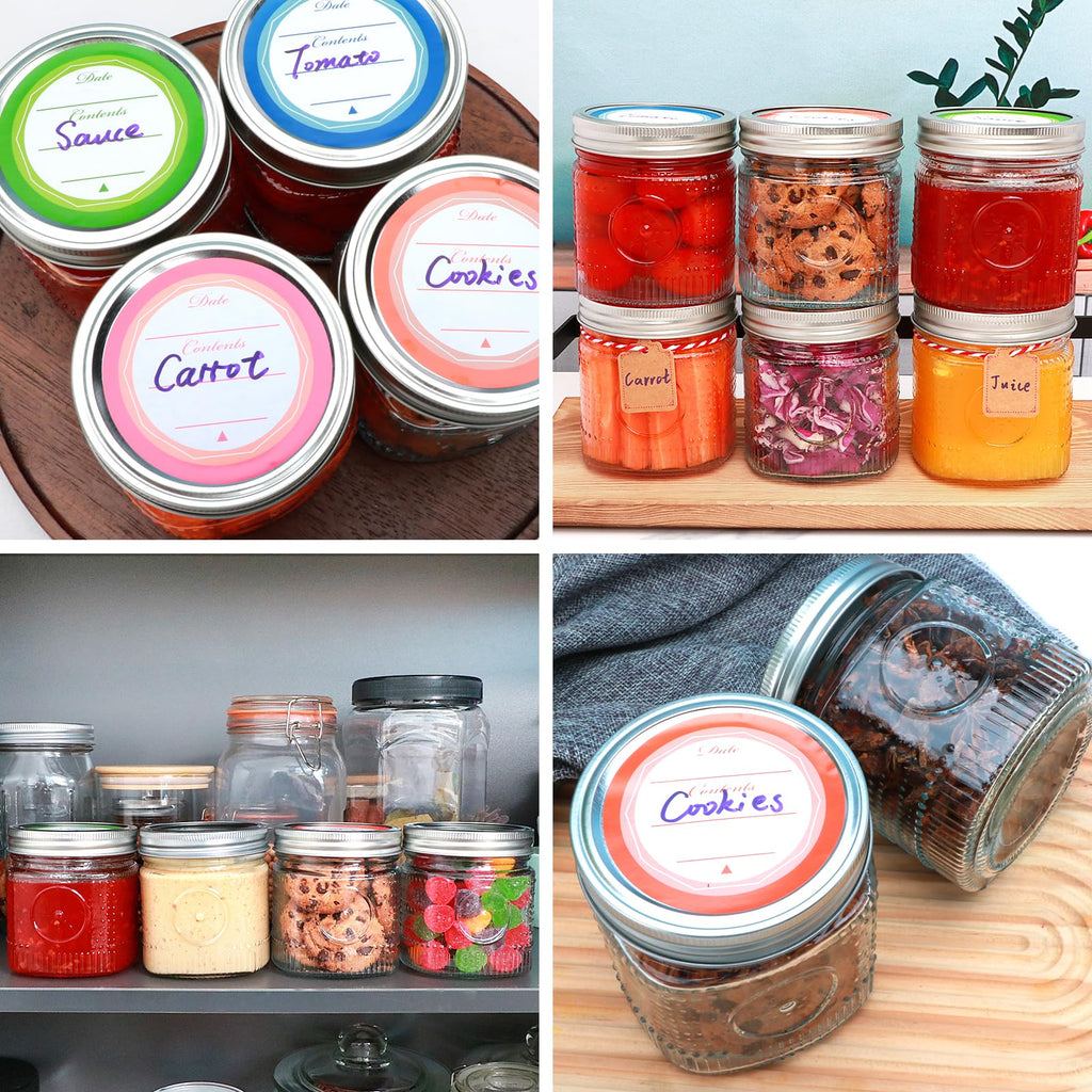 16 oz 12 Pack Wide Mouth Glass Jars with Lids D829