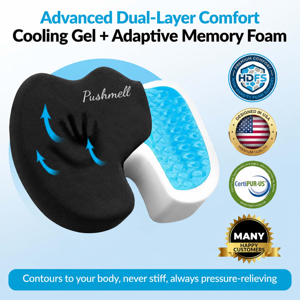 Memory Foam Gel Seat Cushion with Extra Cover B857945
