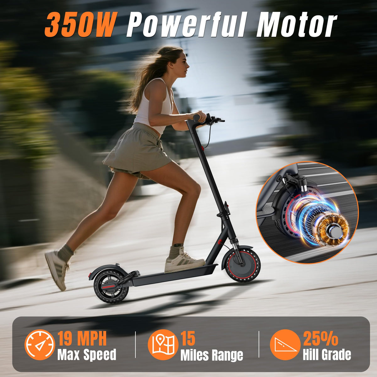 Electric Scooter with Dual Suspension, Solid Tires, Foldable Y2316