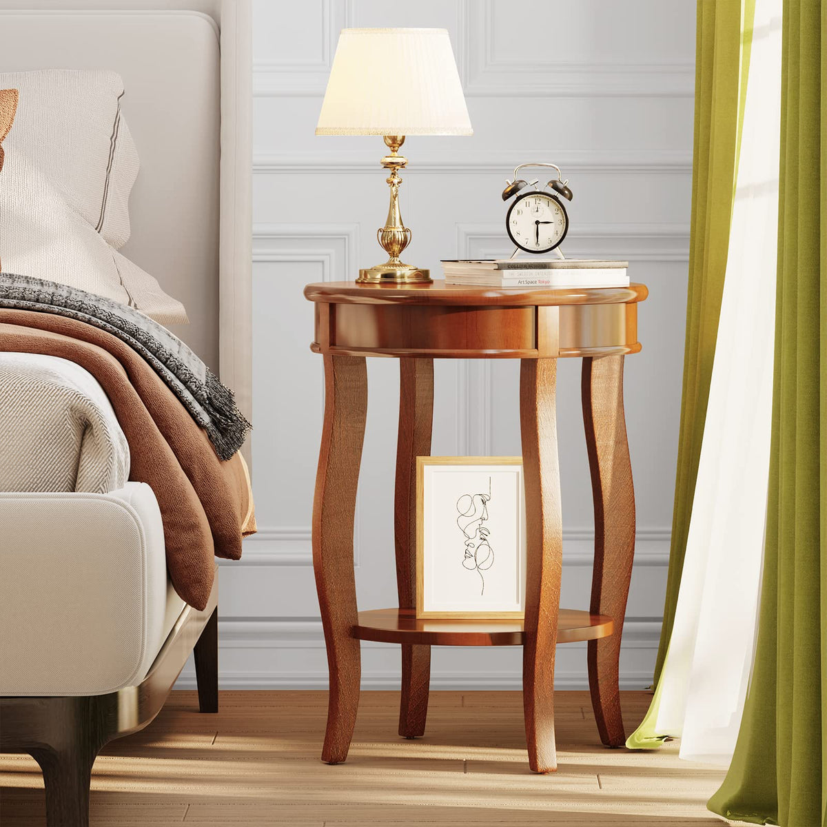 Round Accent Table with Storage Shelf Z350