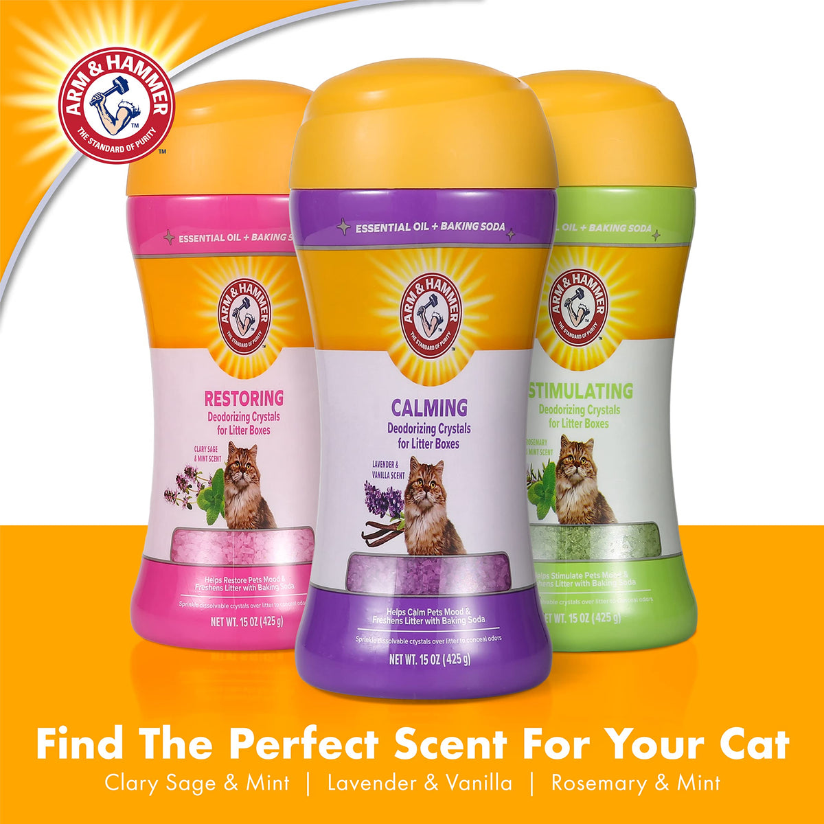 Cat Litter Deodorizing Crystals with Baking Soda, Lavender and Vanilla Scent, 15 Oz - 2 Pack R796819