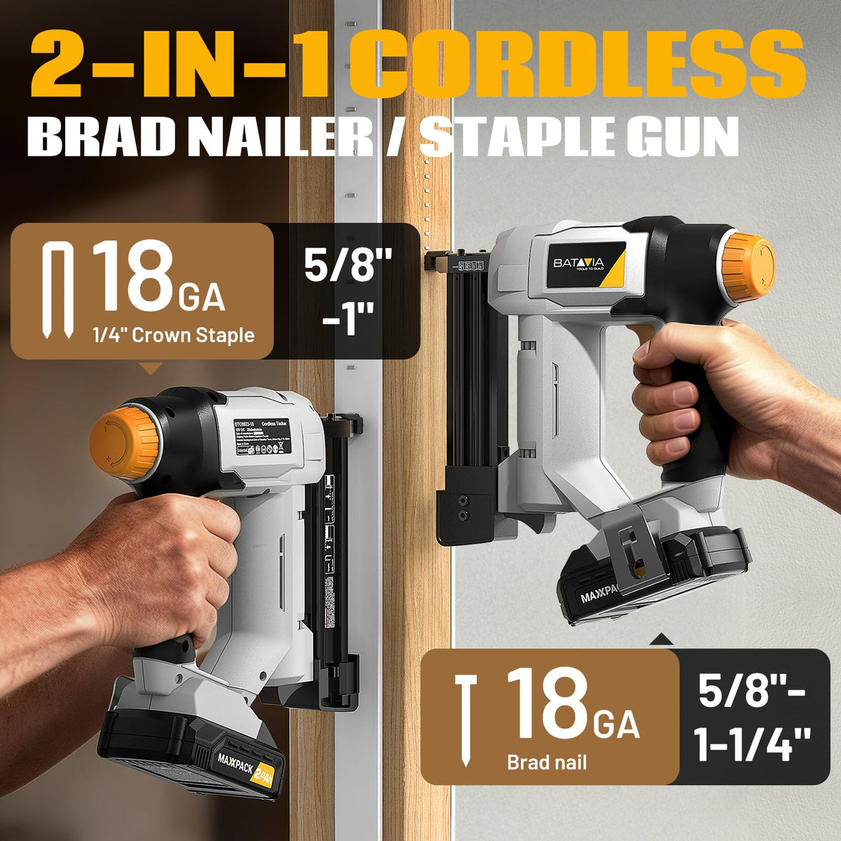 20V Cordless 18GA 2-in-1 Brad Nailer & Stapler O835