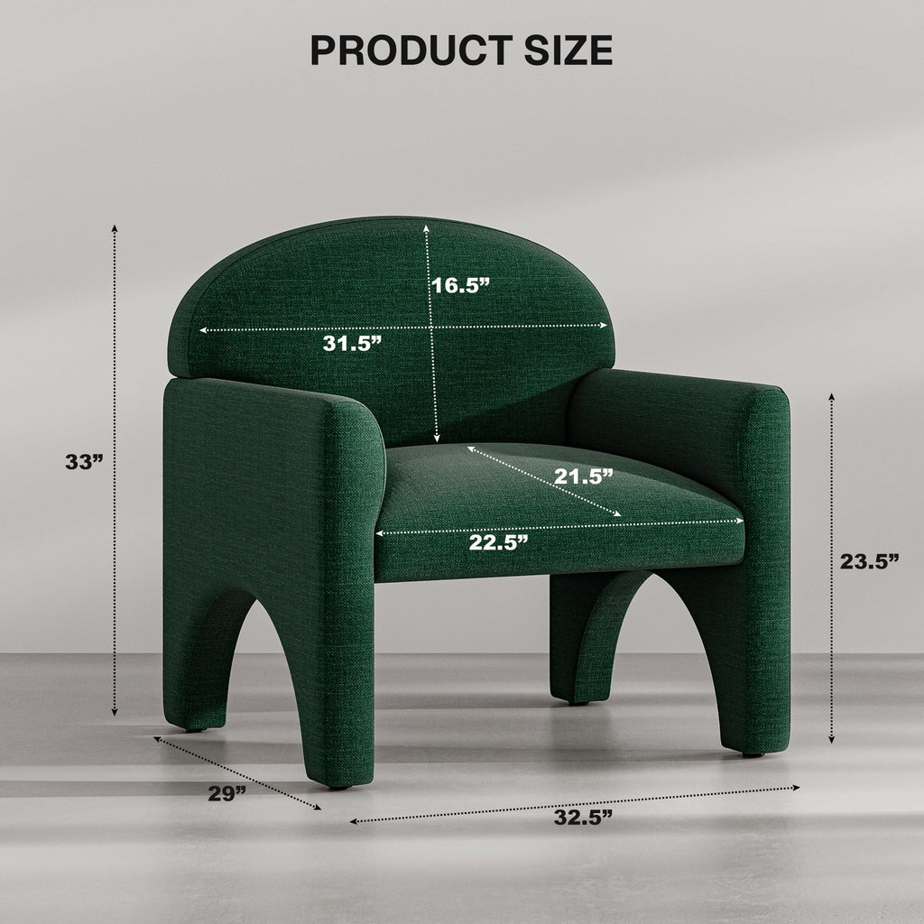 Green Upholstered Accent Chair Set of 2 with Rubber Wood Legs H8162