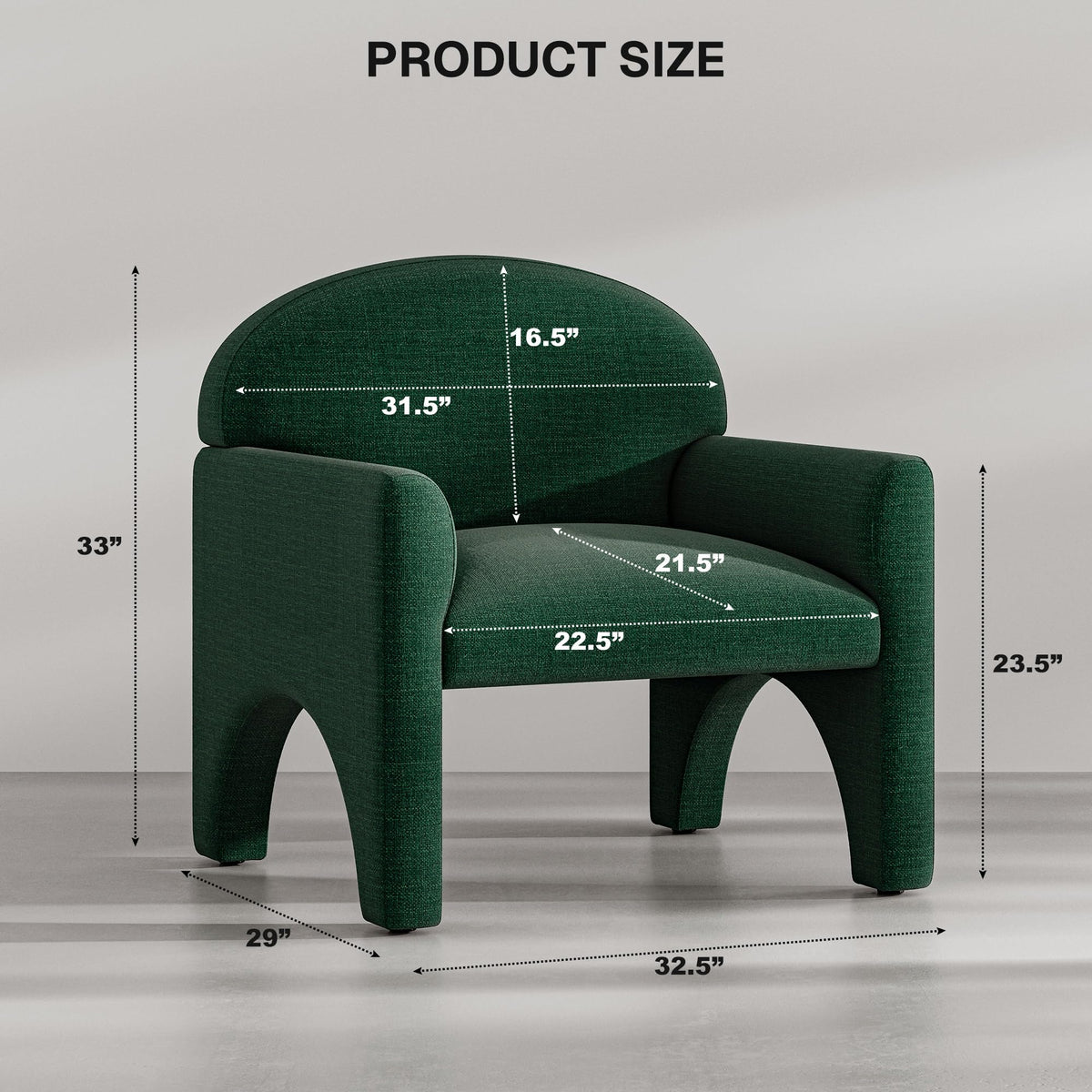 Green Upholstered Accent Chair Set of 2 with Rubber Wood Legs H8162