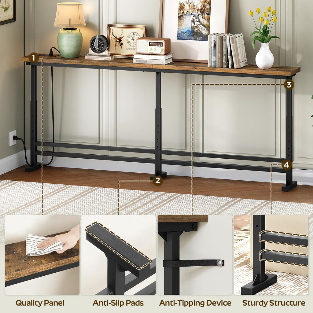 70.9" Console Table with Adjustable Height and Power Outlet W2611