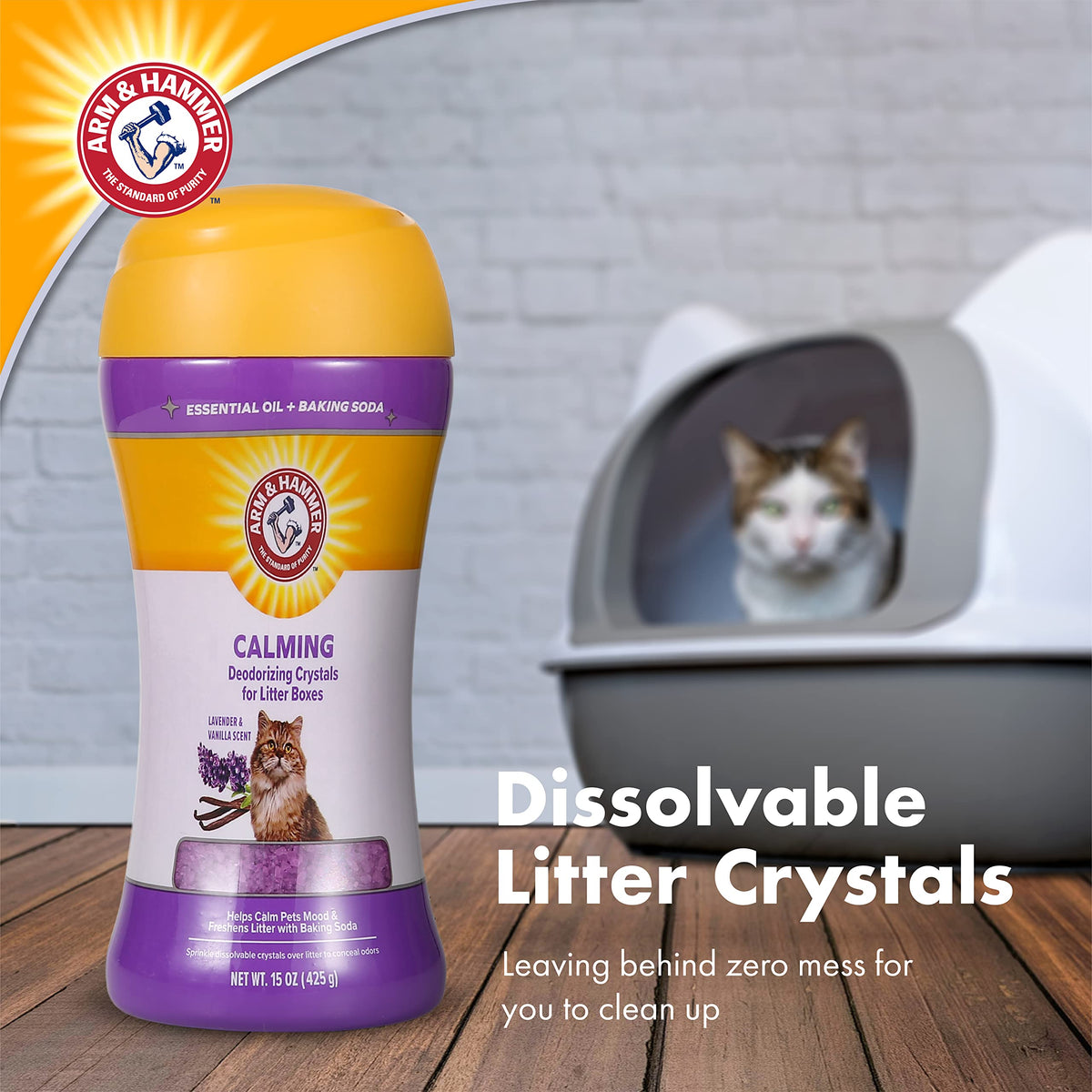 Cat Litter Deodorizing Crystals with Baking Soda, Lavender and Vanilla Scent, 15 Oz - 2 Pack R796819