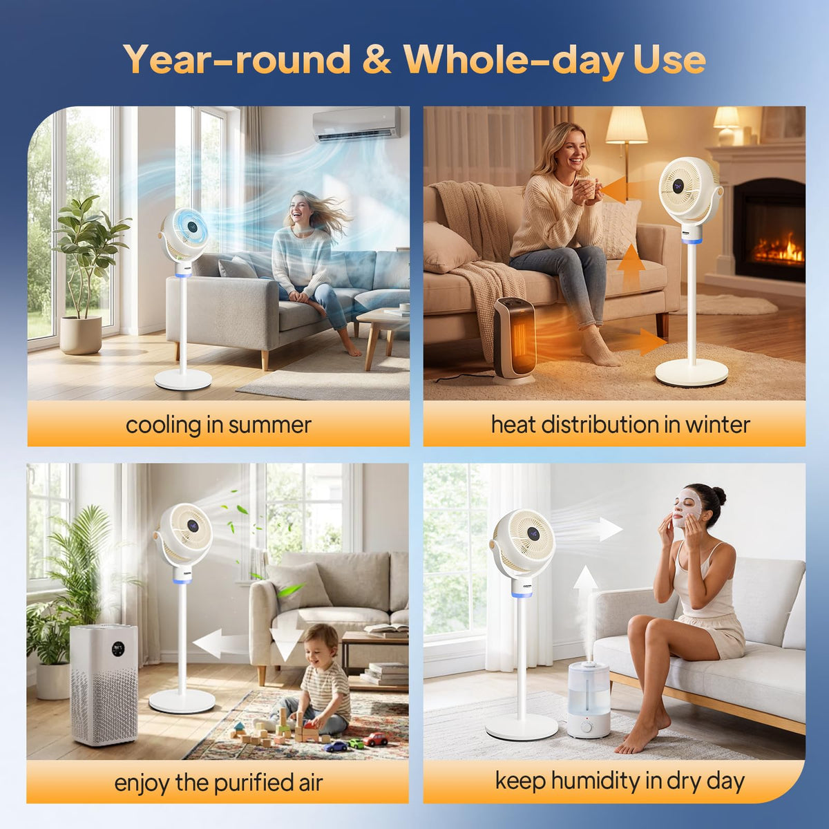 White Oscillating Pedestal Fan I8357