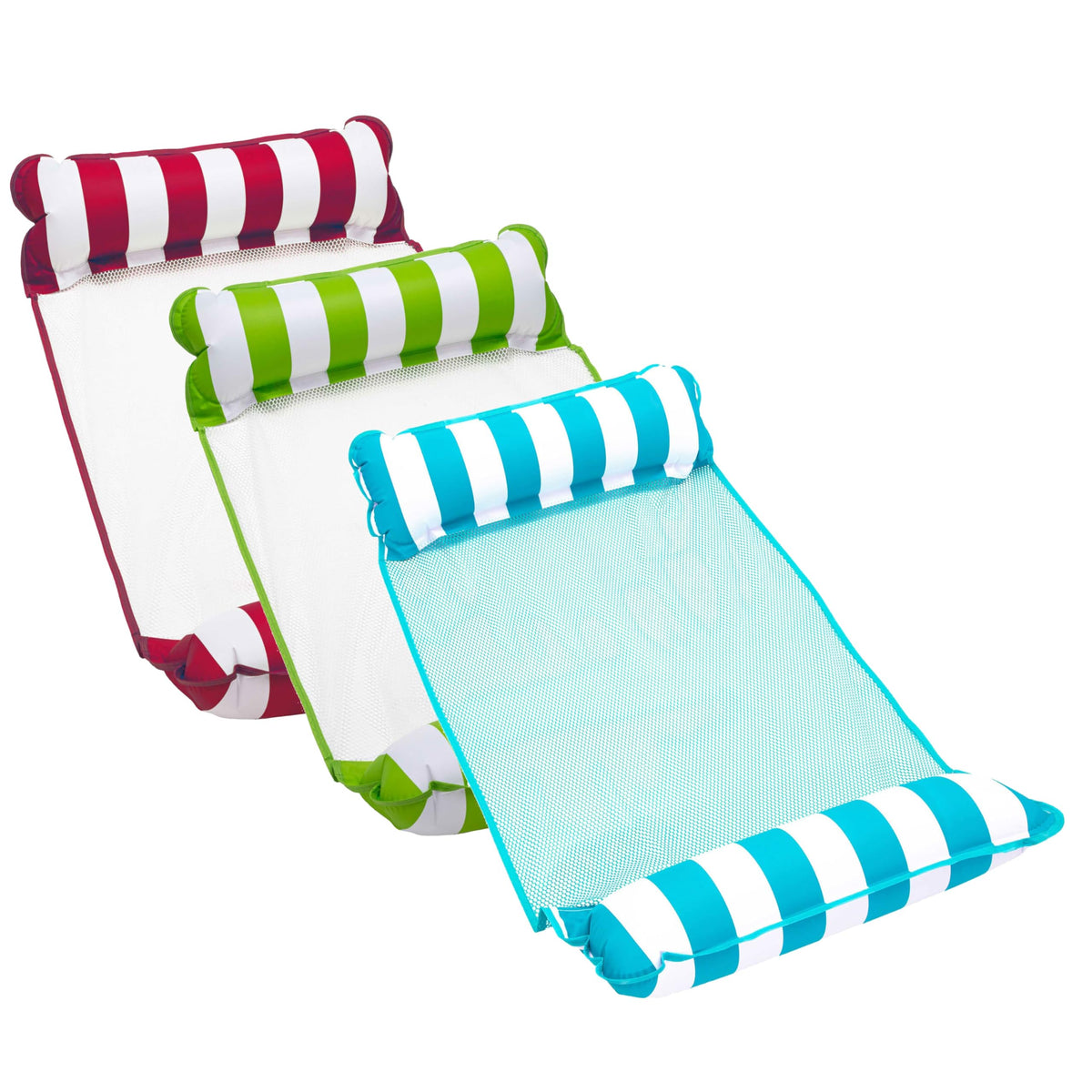 Light Blue, Lime Green & Burgundy/White Stripe 3-Pack Pool Float C265