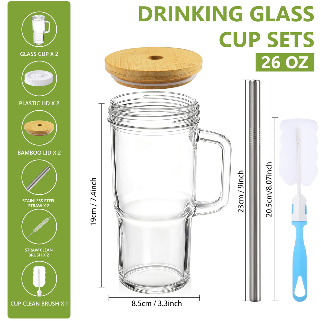 24oz Glass Tumbler with Lid & Straw 2-Pack G728272