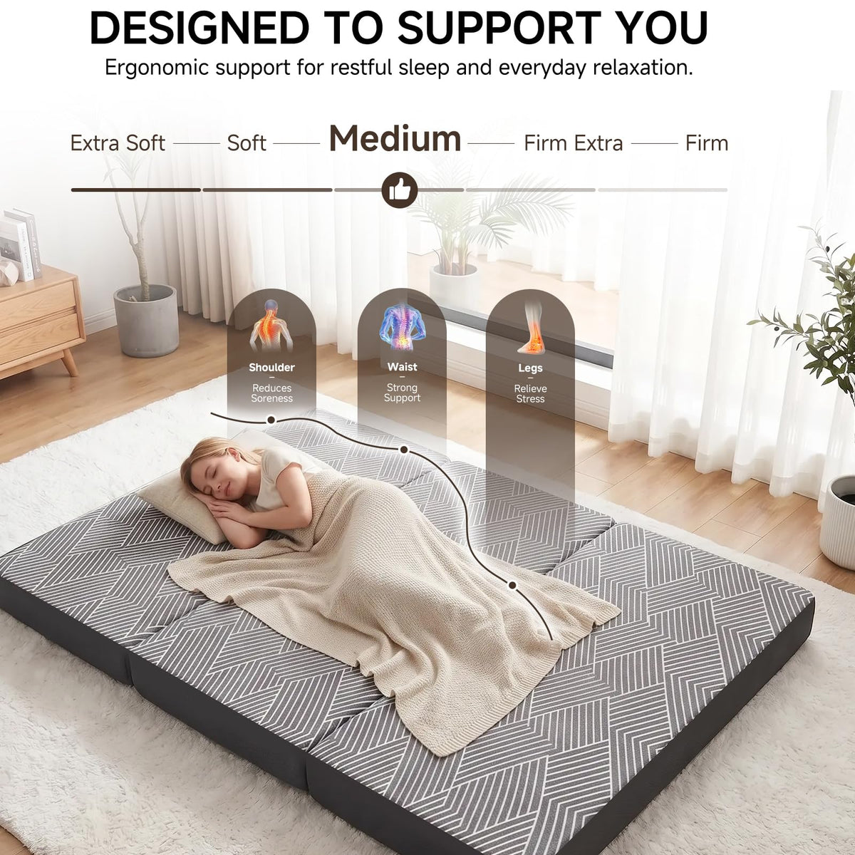 Memory Foam Tri Folding Mattress Twin Size 4 Inch U820