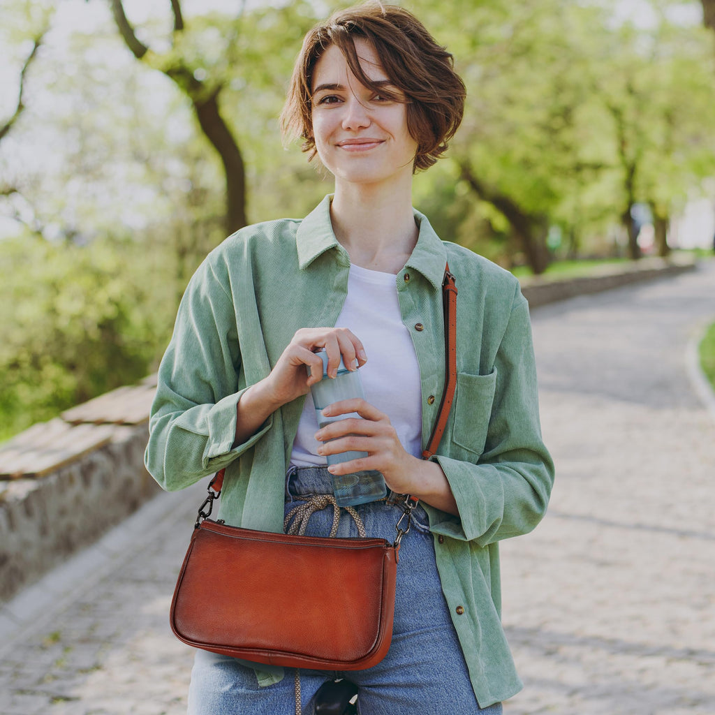 Leather Crossbody Bags with Two Straps A1311