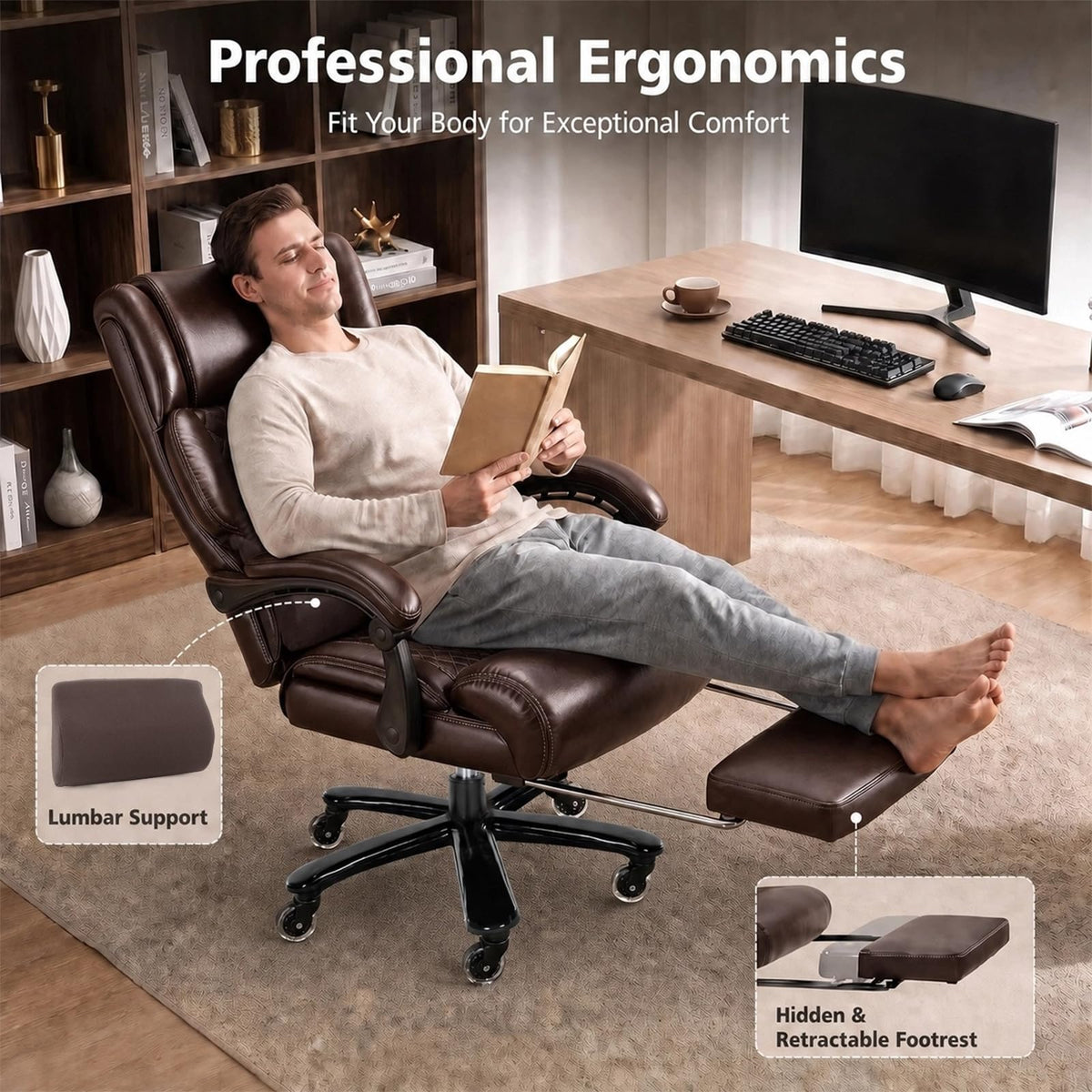 Big and Tall Office Chair with Footrest I5854