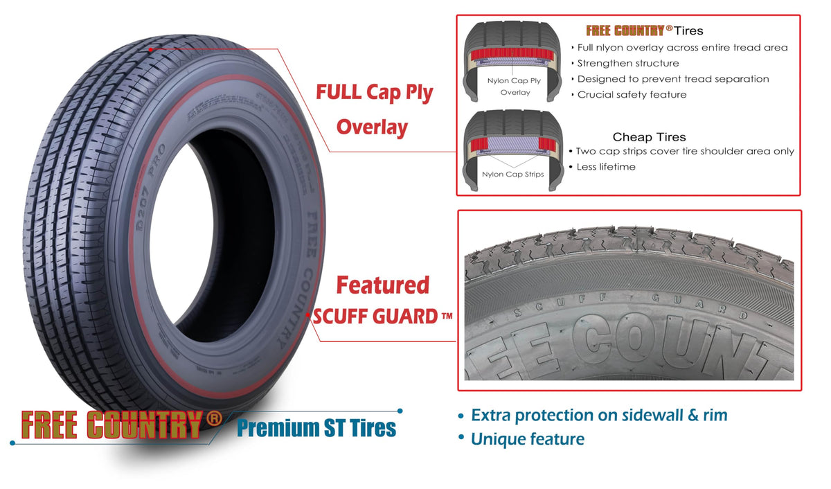 2 Premium Trailer Tires ST205/75R14 8PR LR D D758513