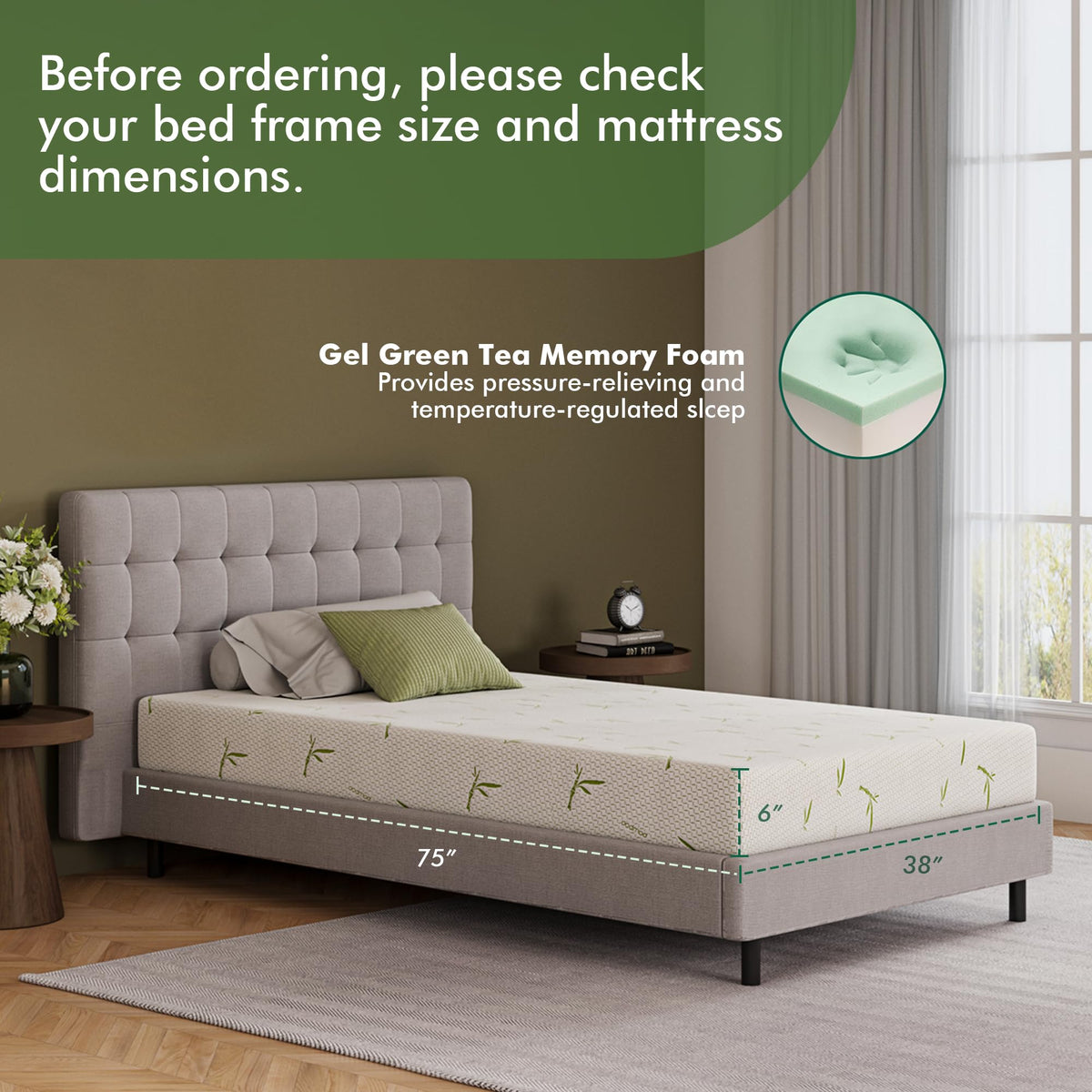 6 Inch Twin Gel Memory Foam Mattress J98021