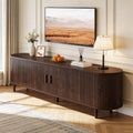 65" Walnut Wood TV Stand with Power Outlet and Sliding Doors B91861