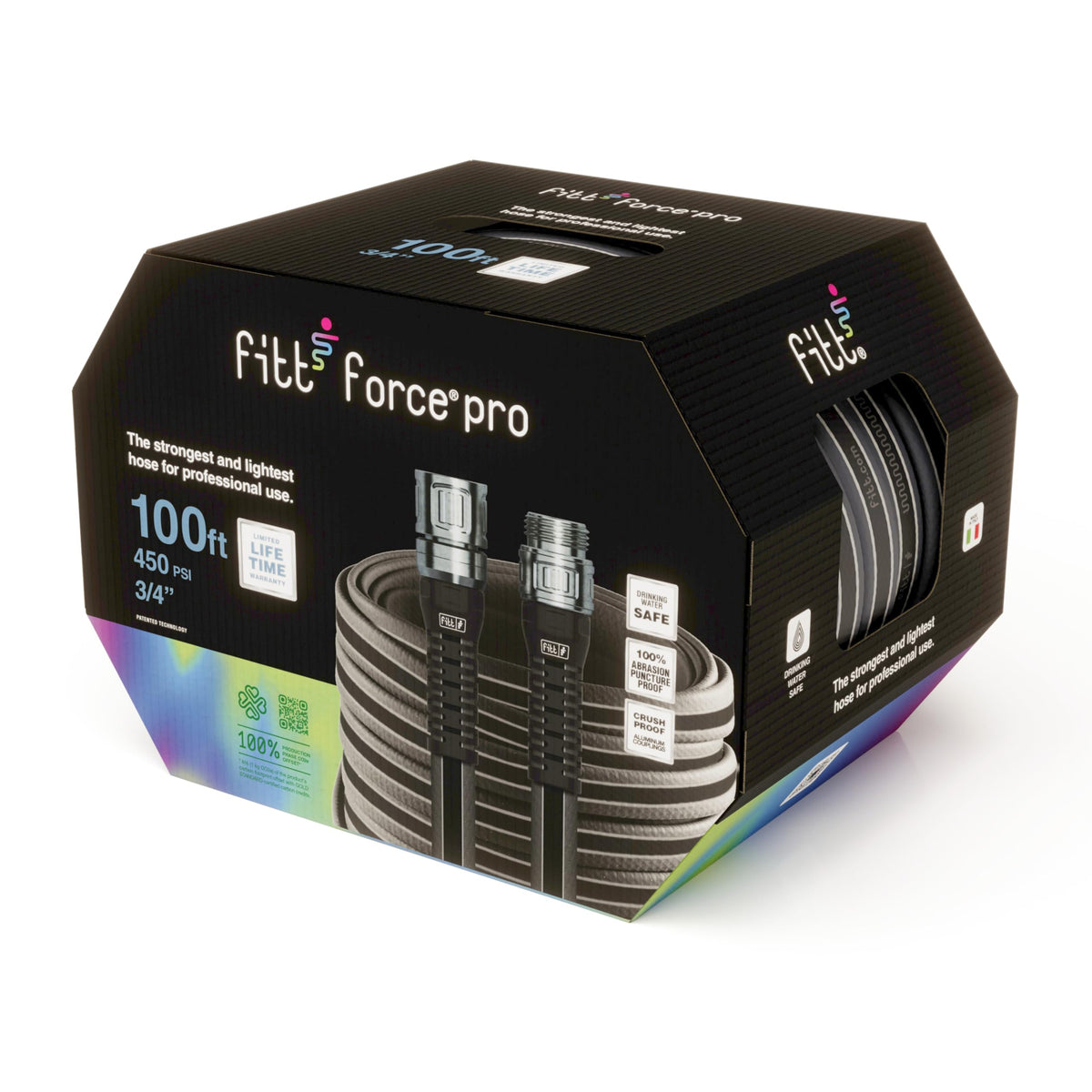 Lightweight Flexible Kink-Free Flat Garden Hose, Grey and Blue, 100-Feet x 3/4-Inch T9701