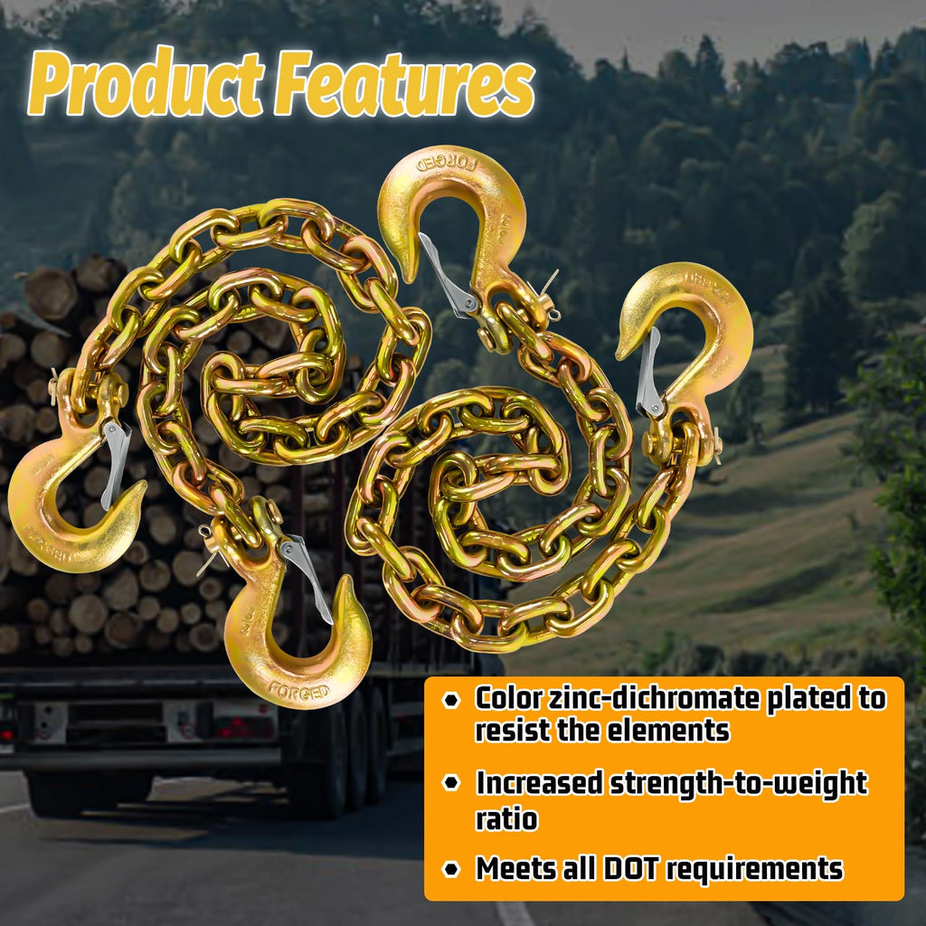 3/8"x36" Galvanized Trailer Safety Chains with Hooks, 2-Pack P55785