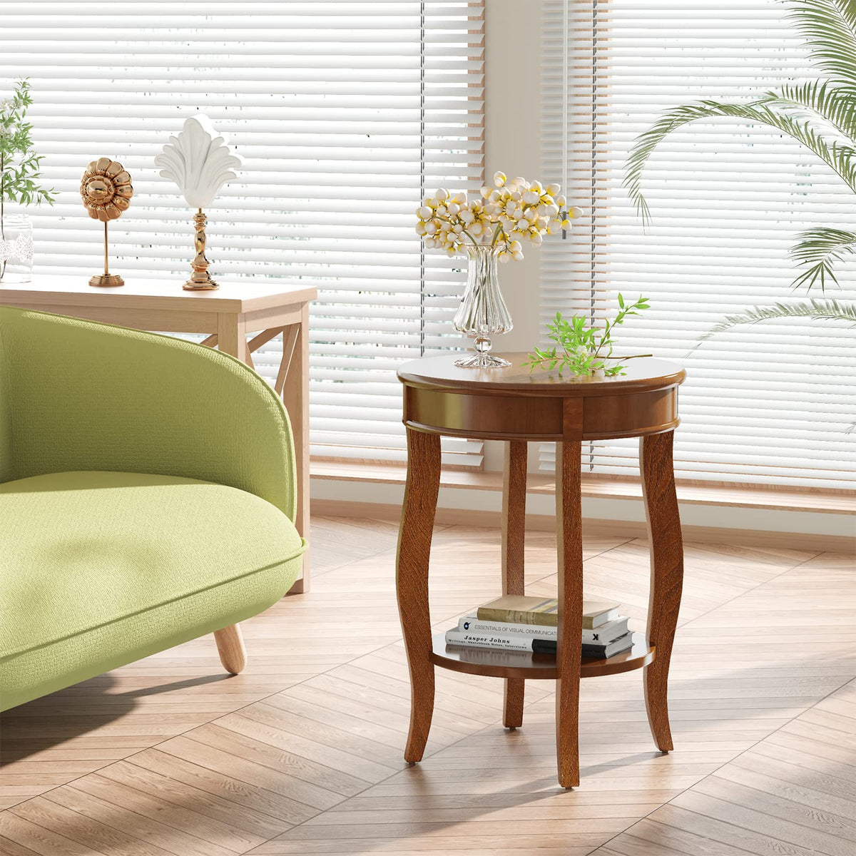 Round Accent Table with Storage Shelf Z350