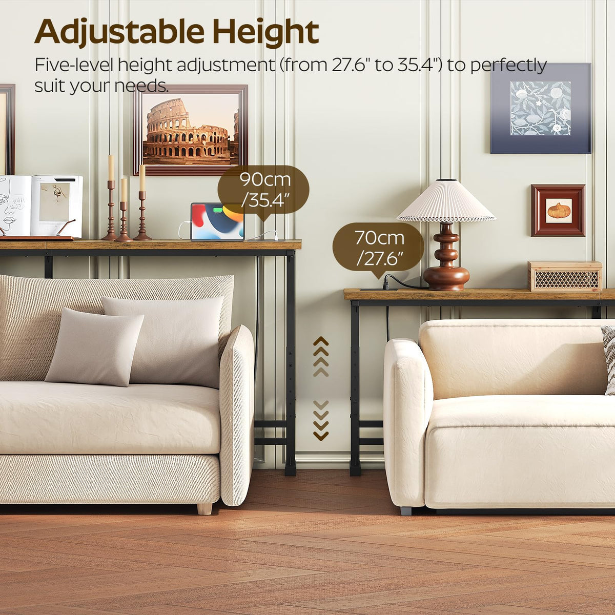 70.9" Console Table with Adjustable Height and Power Outlet W2611