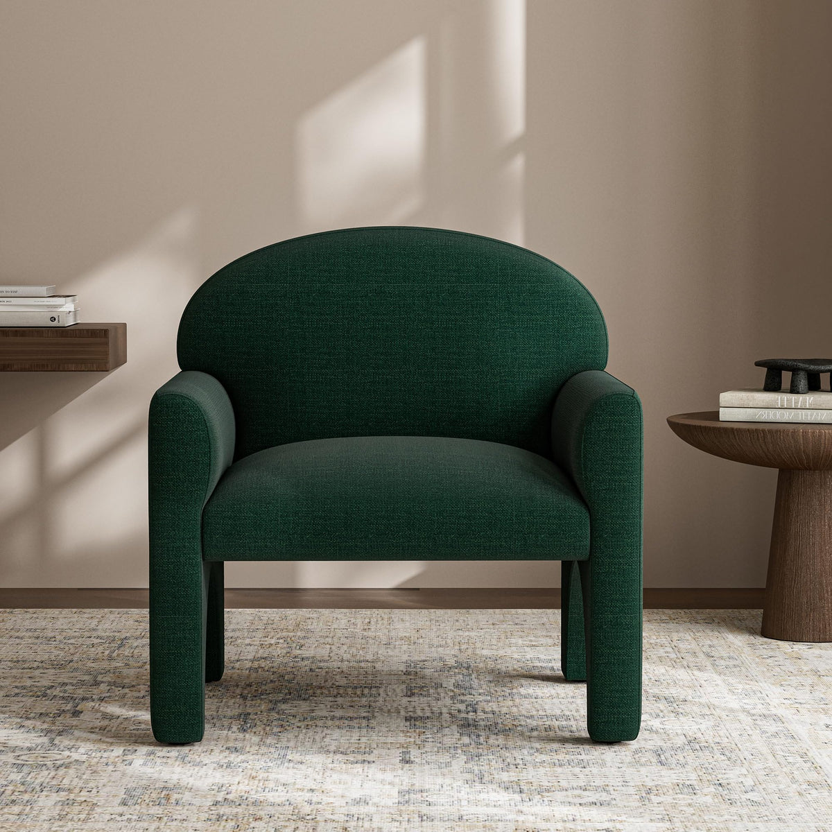 Green Upholstered Accent Chair Set of 2 with Rubber Wood Legs H8162