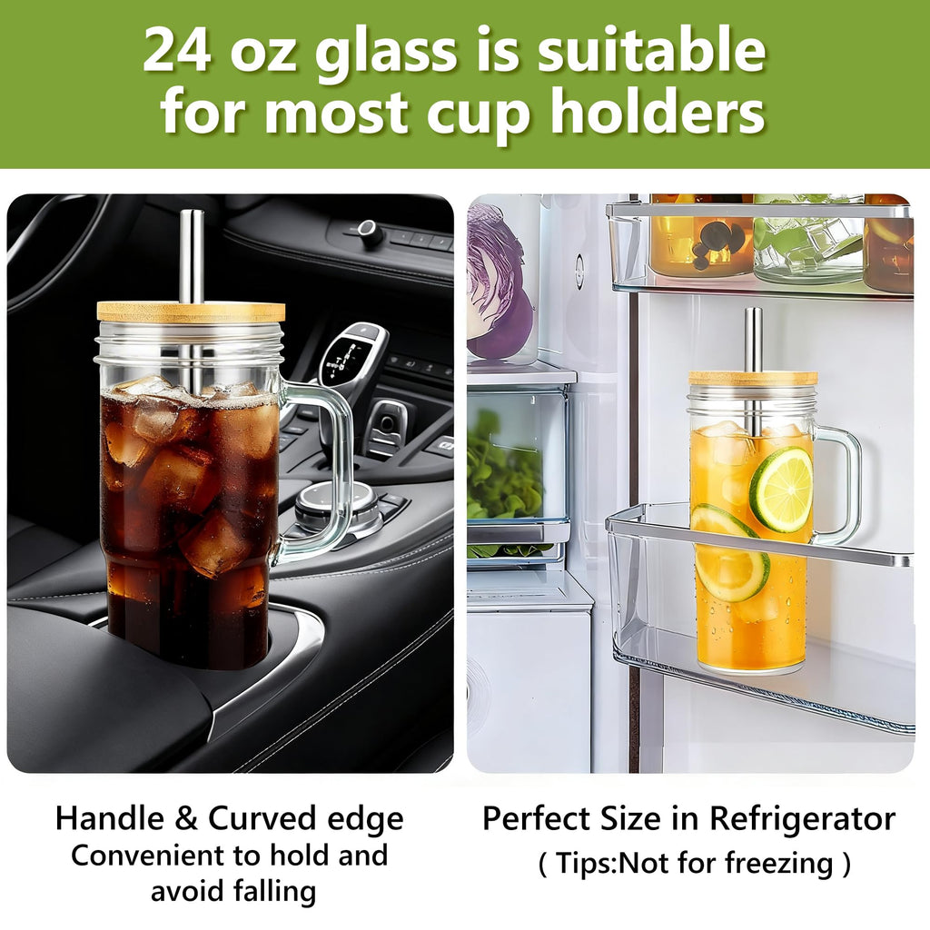 24oz Glass Tumbler with Lid & Straw 2-Pack G728272