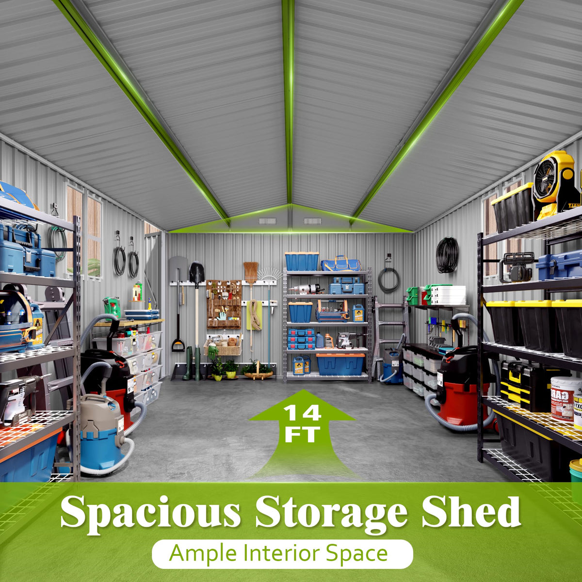 10x14 FT Grey Metal Storage Shed H37585