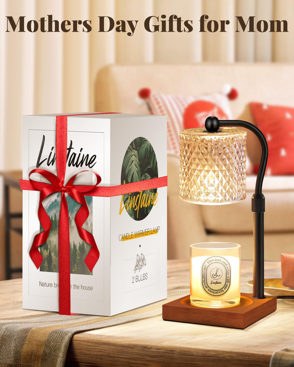 2 Pack Candle Warmer Lamp with Timer Dimmer Adjustable Height H650