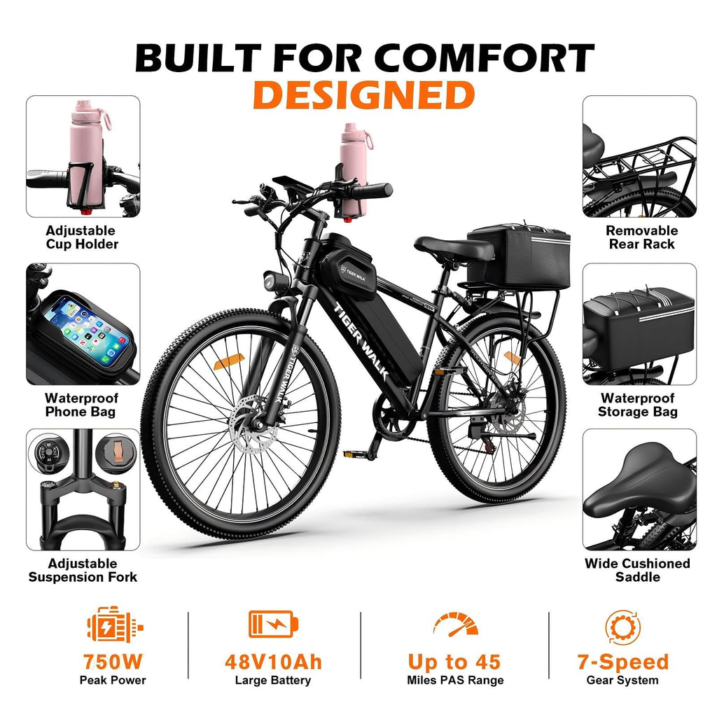 26" Electric Mountain Bike 48V 10Ah 7-Speed I407