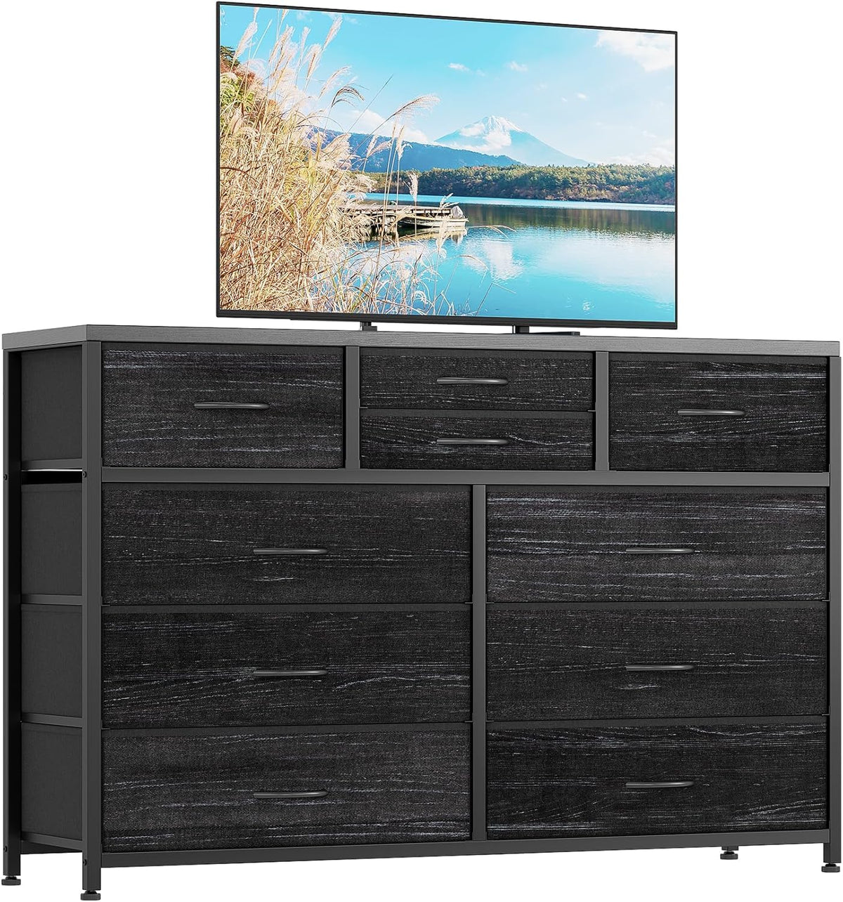 10 Drawer Fabric Dresser with Wood Top D2387