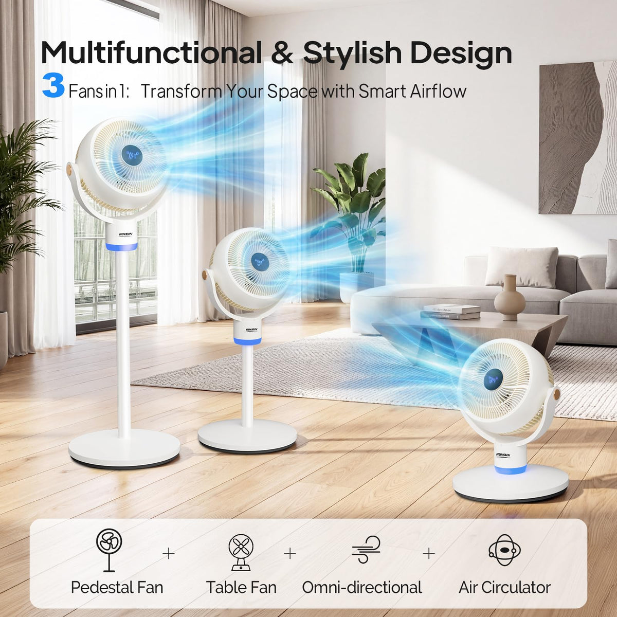 White Oscillating Pedestal Fan I8357