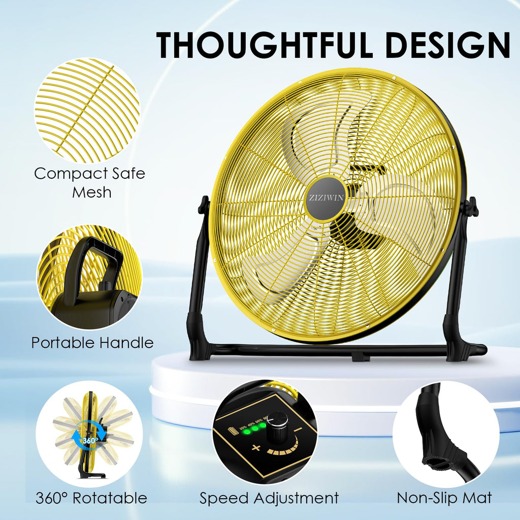 20" Rechargeable Portable Battery Operated Floor Fan W890983