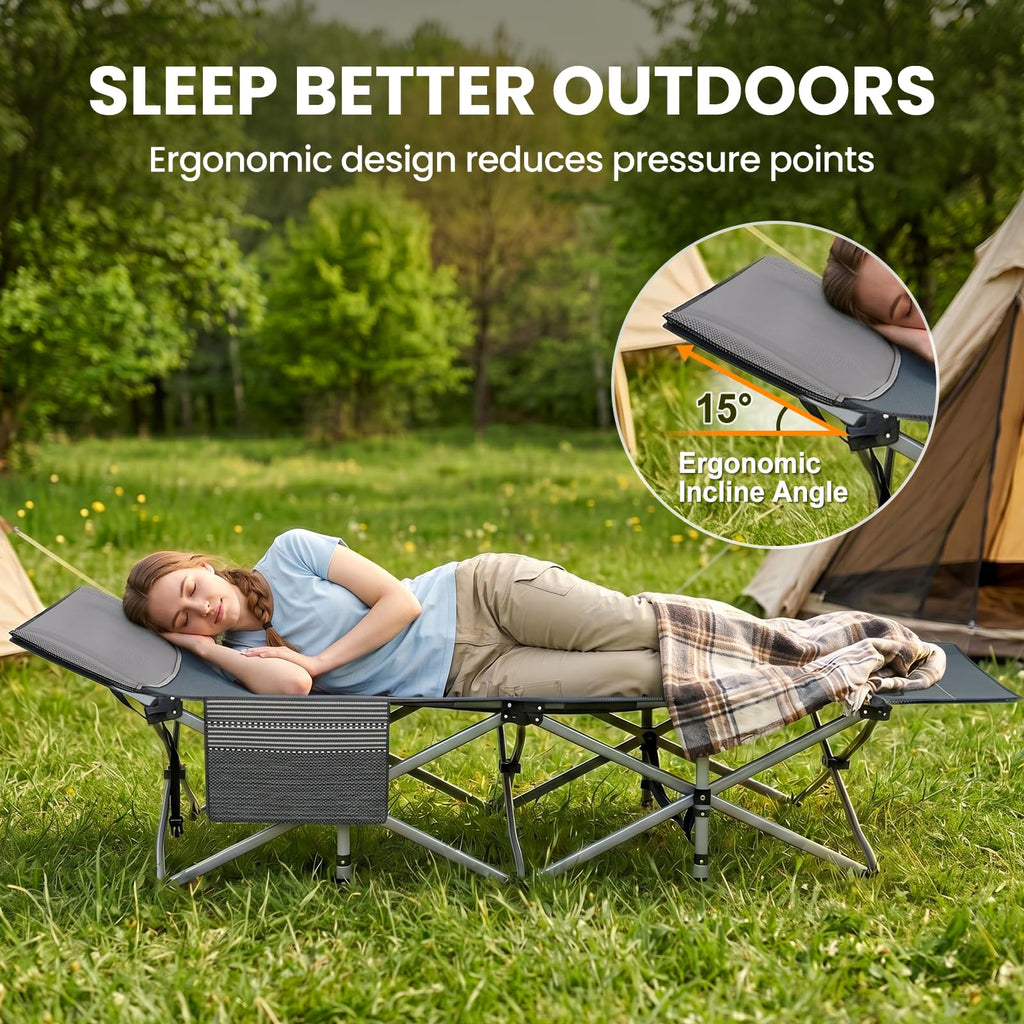 Folding Camping Cot with Mattress, 2 Pack Q8738