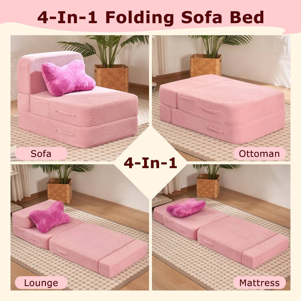 Pink Folding Convertible Sofa Bed R168854