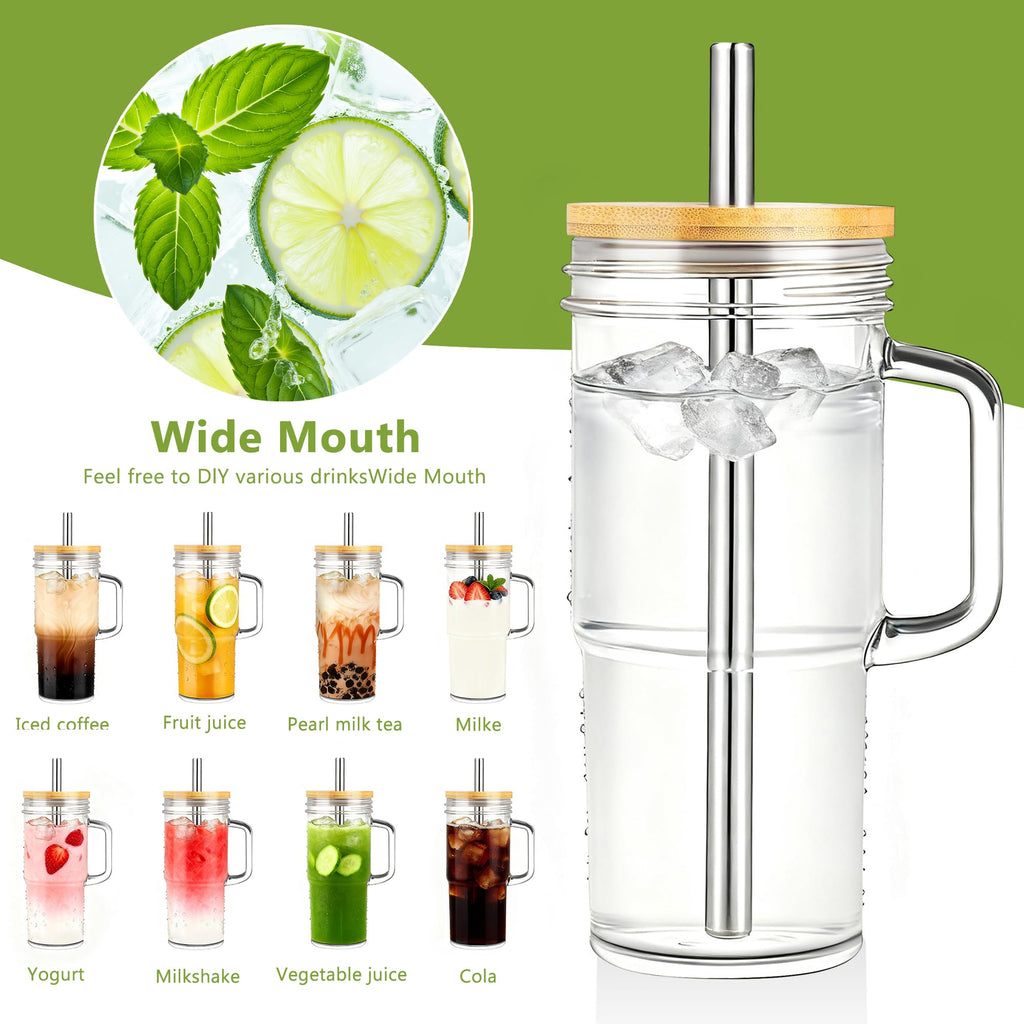 24oz Glass Tumbler with Lid & Straw 2-Pack G728272