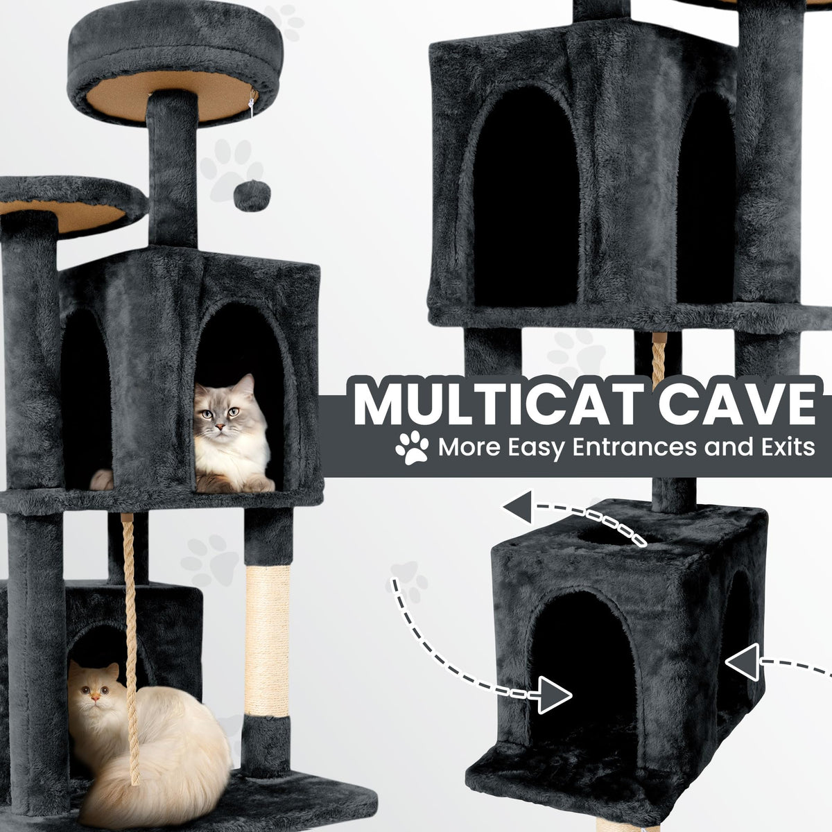 58.5inch Plush Multi-Level Cat Tree Tower with Cat Cave and Scratching Post V688654