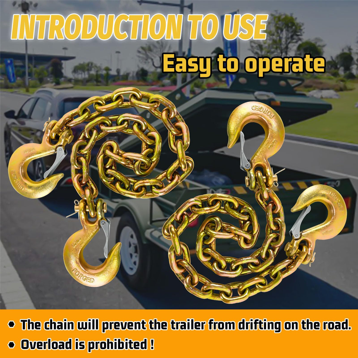3/8"x36" Galvanized Trailer Safety Chains with Hooks, 2-Pack P55785
