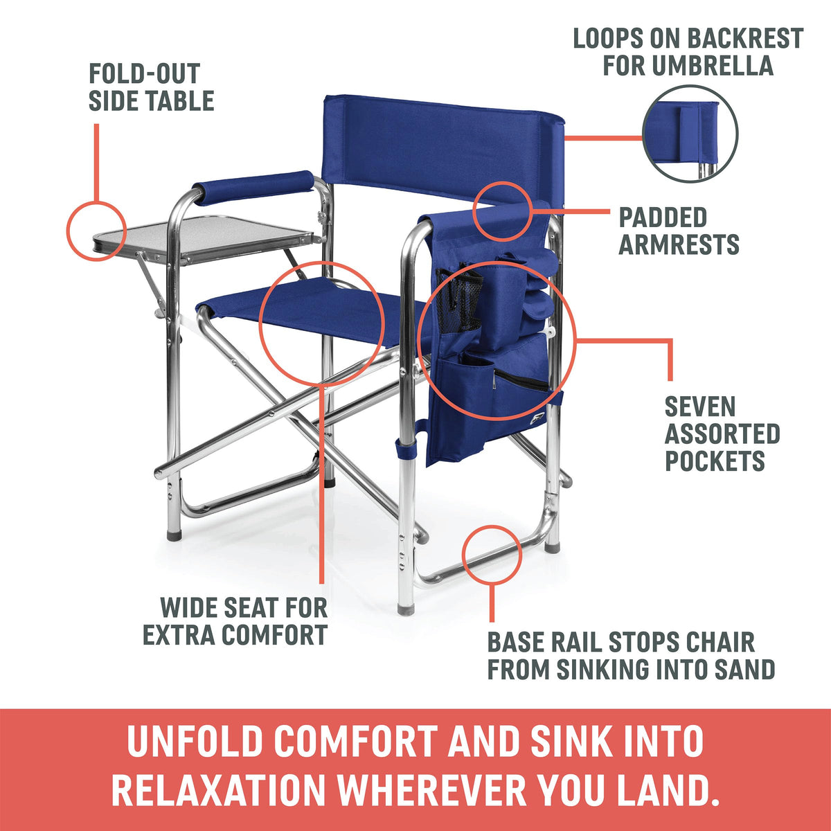 Lightweight Aluminum Folding Outdoor Camping Chair with Side Table F73021