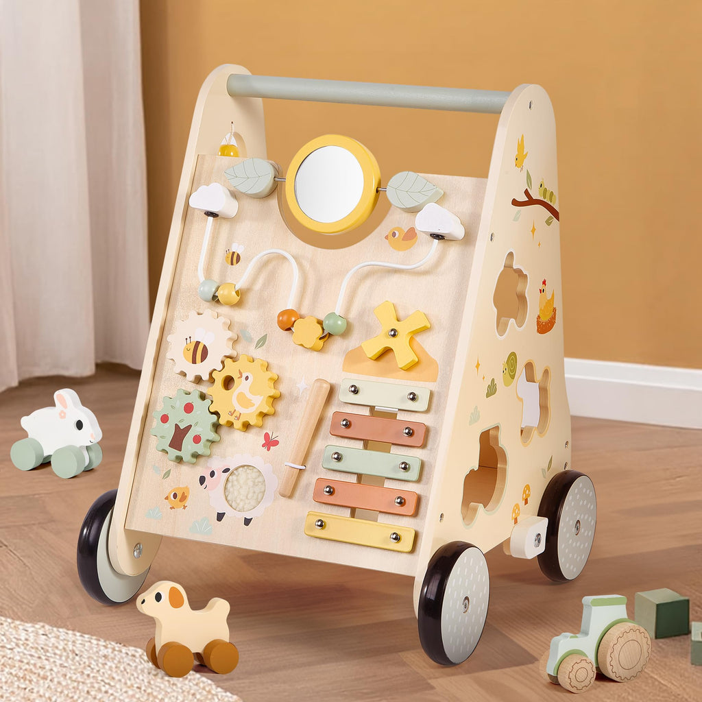 Wooden Baby Push Walker with Activity Center D9699