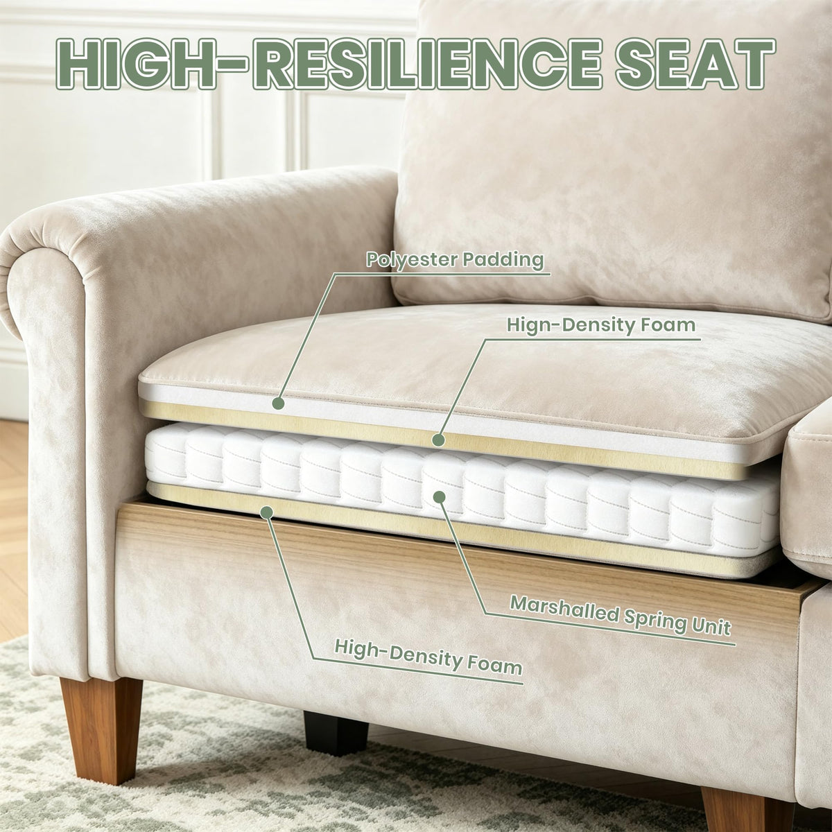 100" L-Shaped Velvet Sectional Sofa with Ottoman M209