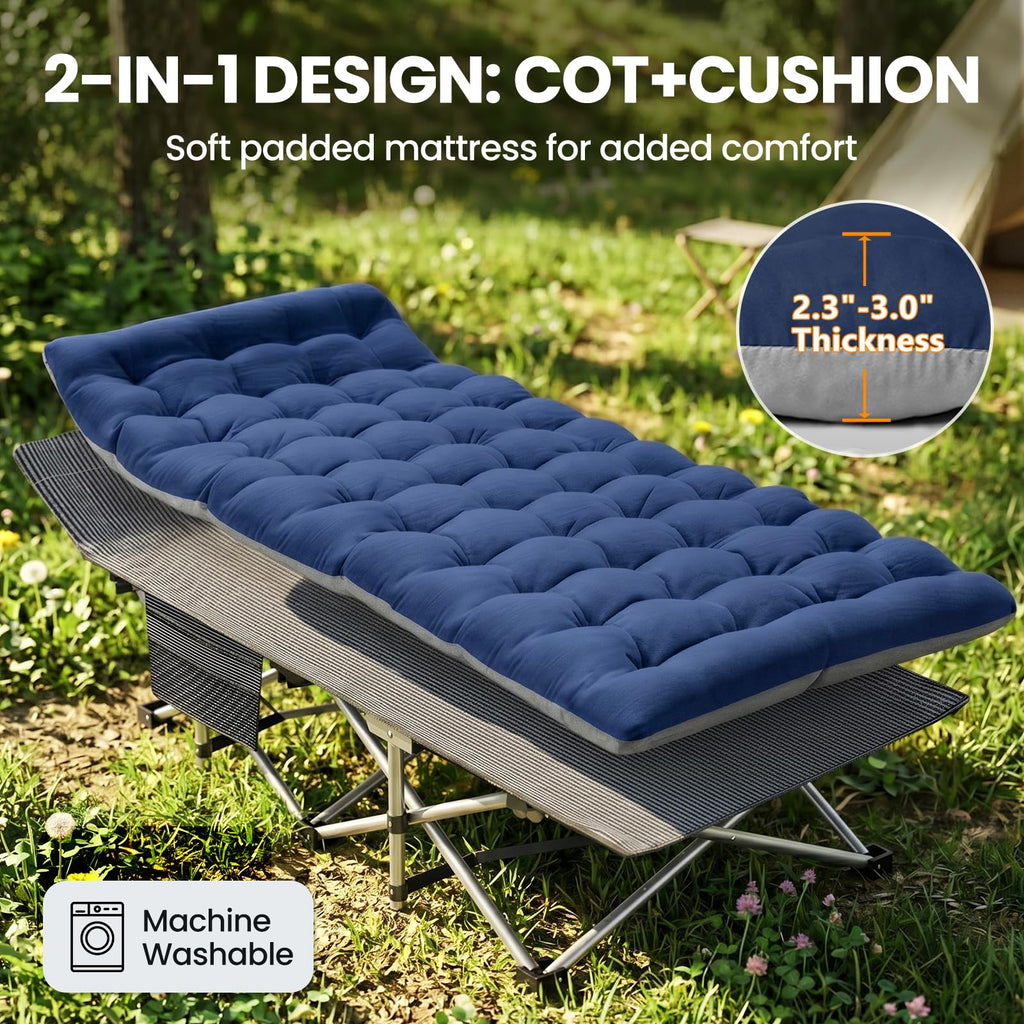 Folding Camping Cot with Mattress, 2 Pack Q8738