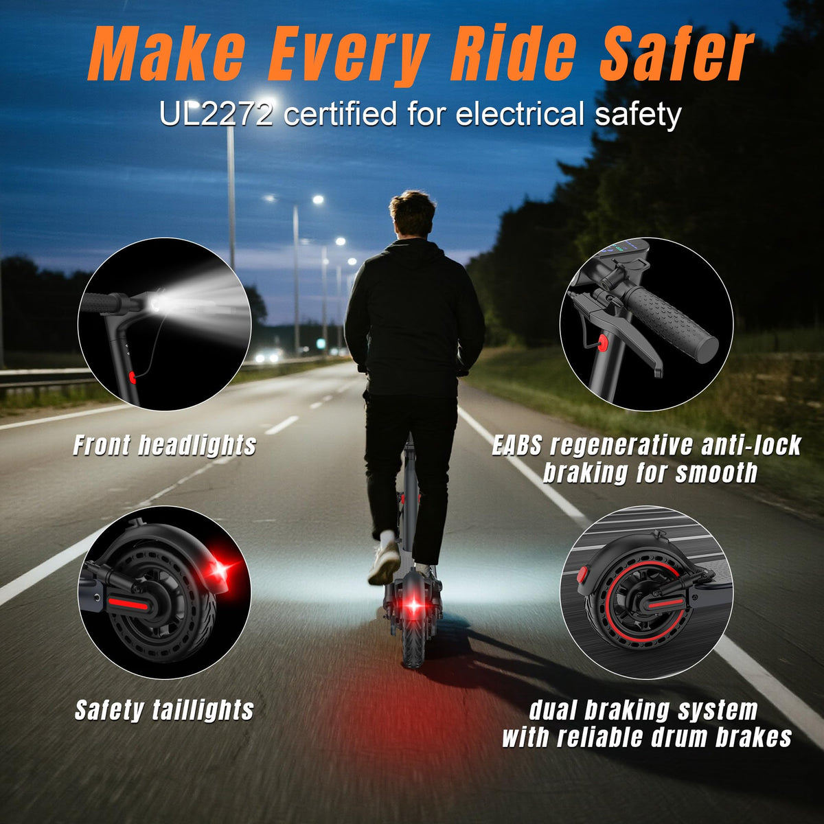 Electric Scooter with Dual Suspension, Solid Tires, Foldable Y2316