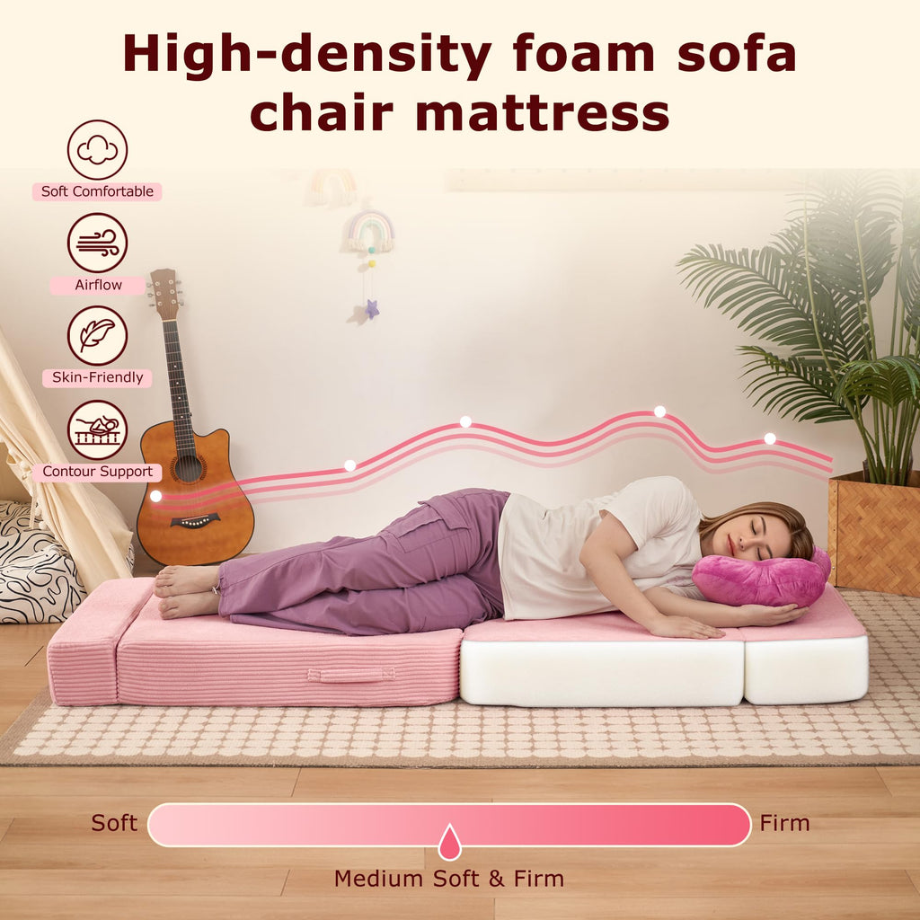Pink Folding Convertible Sofa Bed R168854