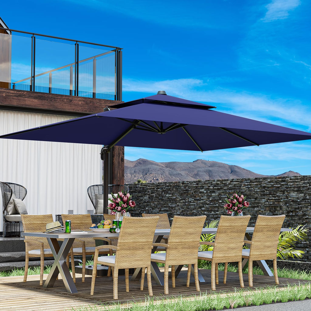 10x13FT Navy Blue Double Top Cantilever Patio Umbrella N7276
