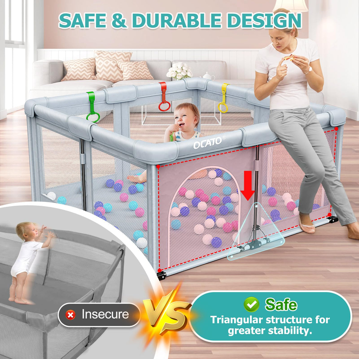 Foldable Baby Playpen 50×50 B917