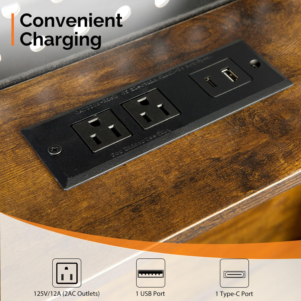 14 Inch Full Floating Bed Frame with USB Charging Station and LED Lights D32996