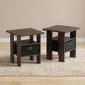 Brown Set of 2 Side Table with Storage Bin Drawer V771725