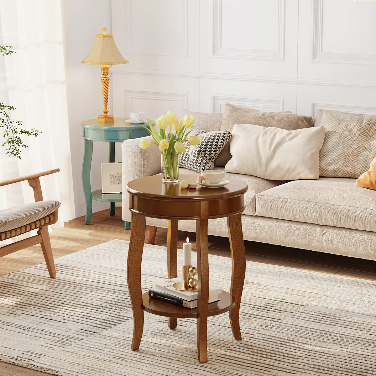Round Accent Table with Storage Shelf Z350