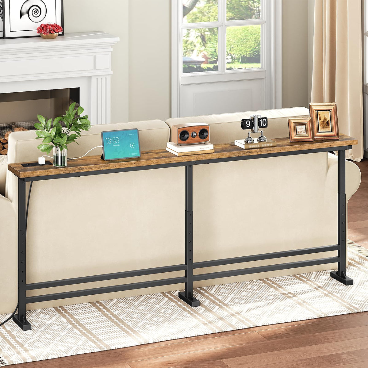 70.9" Console Table with Adjustable Height and Power Outlet W2611