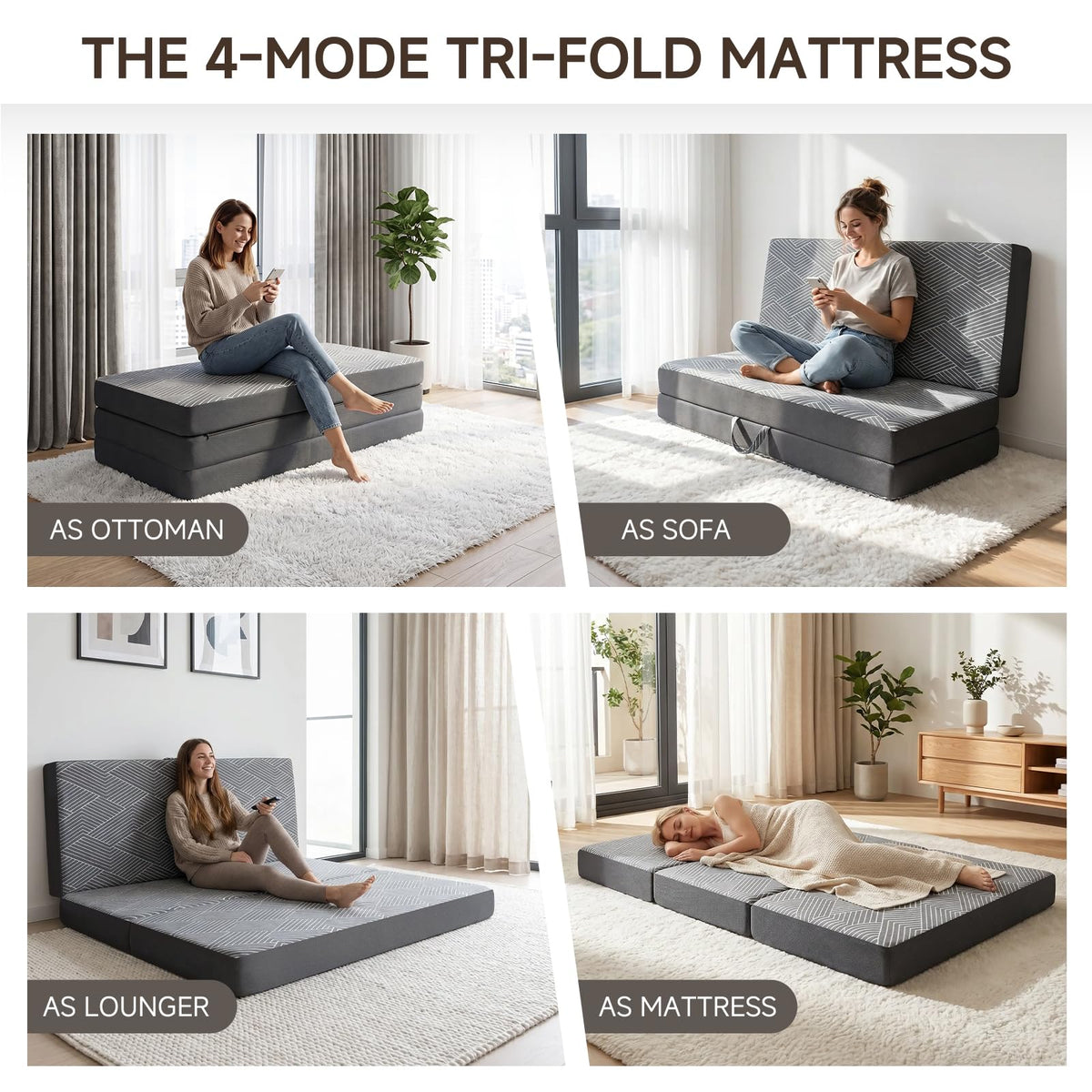 Memory Foam Tri Folding Mattress Twin Size 4 Inch U820